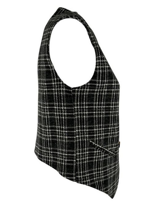 Double-breasted women's waistcoat with black and white wales pattern Good match | AV0109Q99
